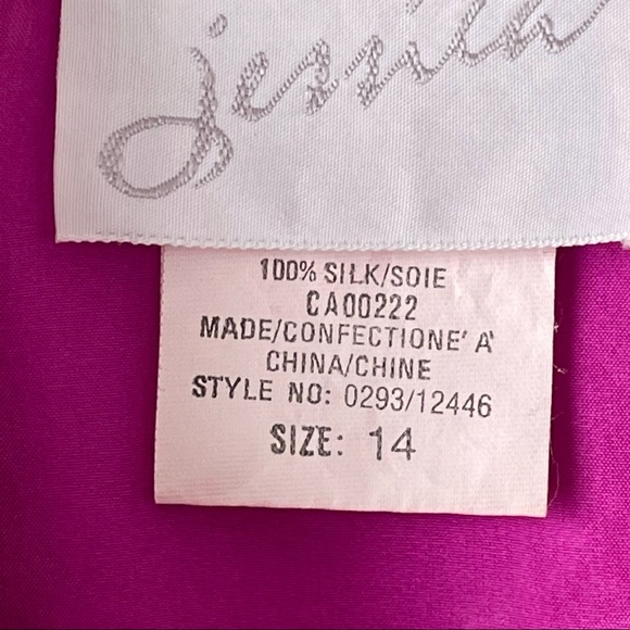 Vintage 100% Silk Bright Fushia Pink Button Down Long Sleeve Blouse Shirt Tunic - Picture 7 of 7